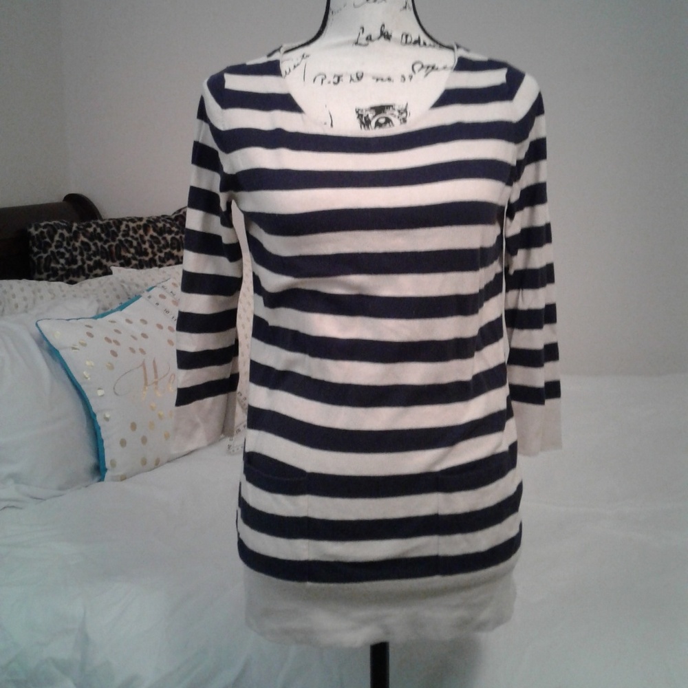 Ann Taylor LOFT Sweater, Medium, Tie Bow, Navy